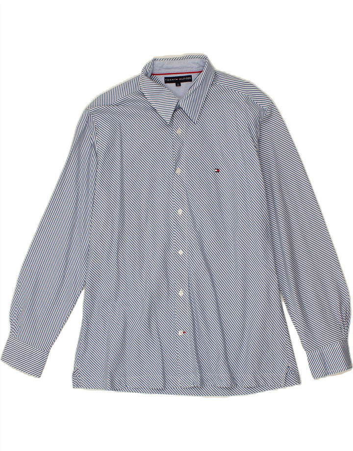 TOMMY HILFIGER Mens Shirt Large Blue Striped Cotton Vintage Tommy Hilfiger and Second-Hand Tommy Hilfiger from Messina Hembry 
