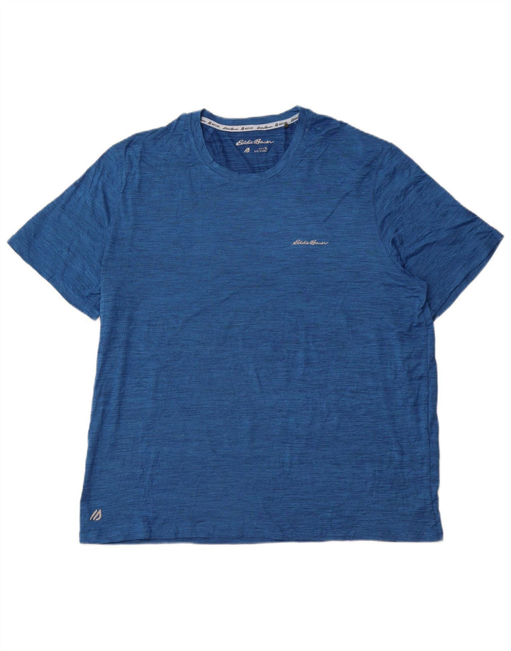 EDDIE BAUER Herren T-Shirt Top XL Blau geflecktes Polyester