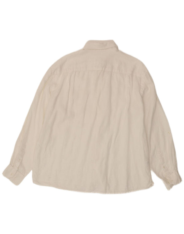 Marks & Spencer Herren Blue Harbor Hemd XL Weiß Leinen