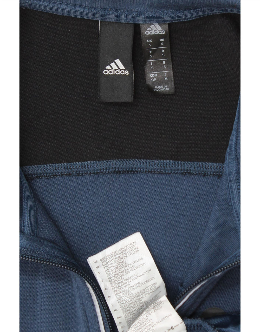 Adidas Herren-Sweatshirt mit Reißverschluss am Hals, klein, blau, Colourblock-Baumwolle