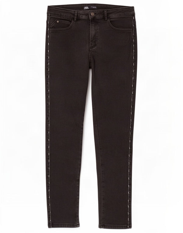 Zara Damen Slim Cropped Jeans EU 44 XL W34 L24 Schwarz