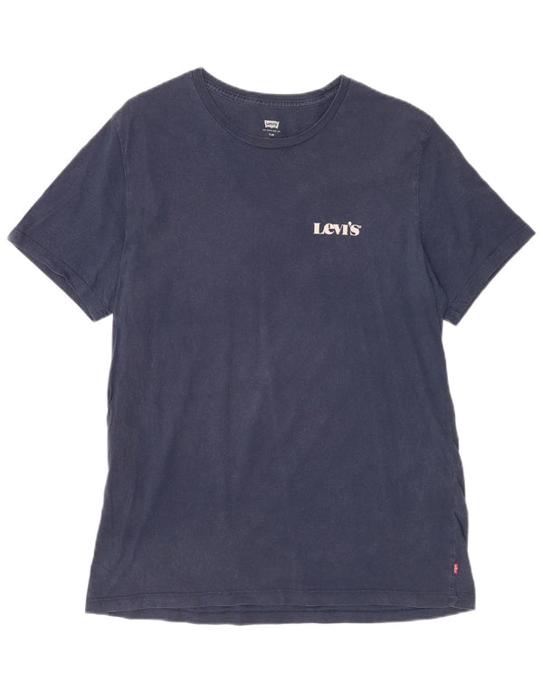 LEVI'S Herren Slim T-Shirt Top XL Marineblau Baumwolle