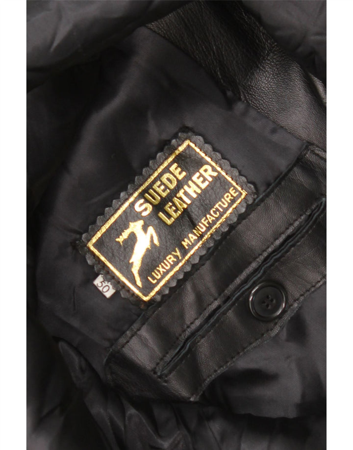 Vintage Herren Ledermantel IT 50 Großes schwarzes Leder