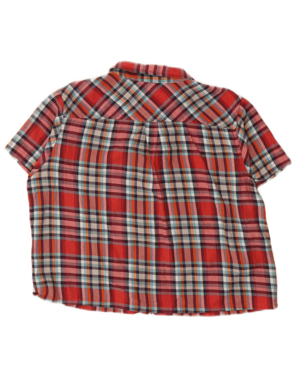 Topshop Womens Short Sleeve Flannel Shirt UK 12 Medium Red Check Cotton