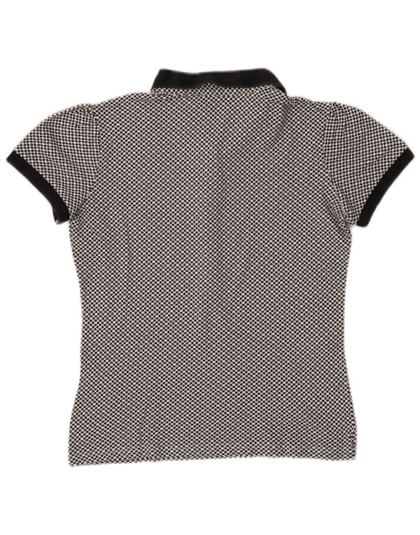 Fred Perry Damen-Poloshirt UK 12 Mittelweiße geblümte Baumwolle