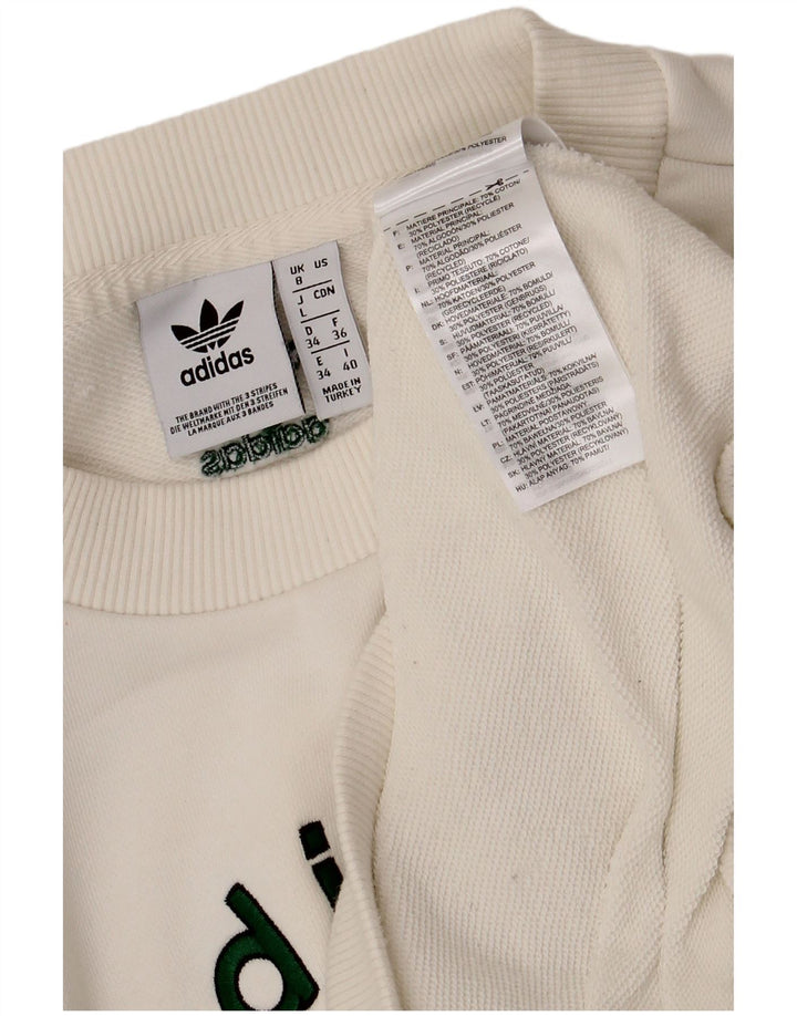 ADIDAS Damen-Sweatshirt in Übergröße mit Grafik, UK 8, Größe S, weiße Baumwolle