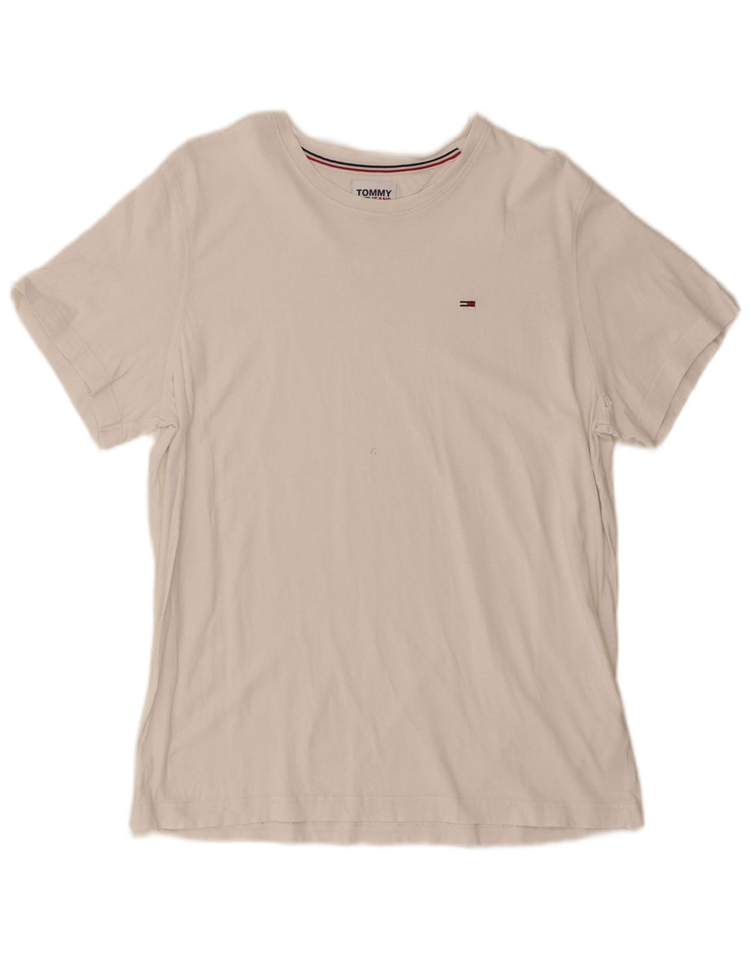 Tommy Hilfiger Herren T-Shirt Top Large Weiß Baumwolle
