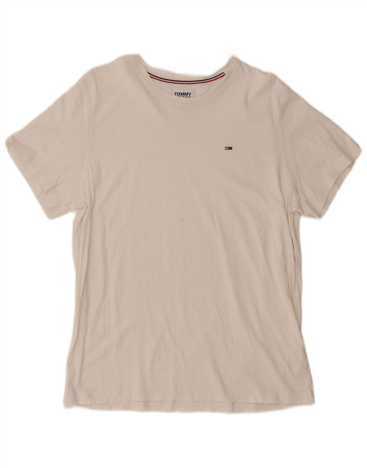 Tommy Hilfiger Herren T-Shirt Top Large Weiß Baumwolle