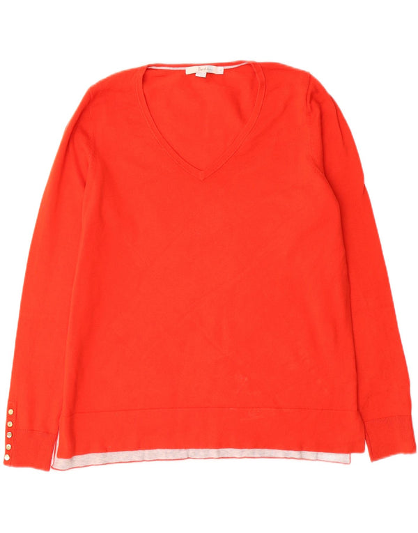 Boden Damen-Pullover mit V-Ausschnitt, UK 16, Größe L, rot, Baumwolle