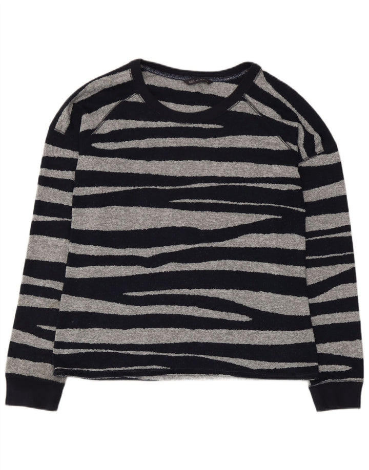 Marks & Spencer Damen Top Langarm UK 12 Mittel Marineblau gestreift