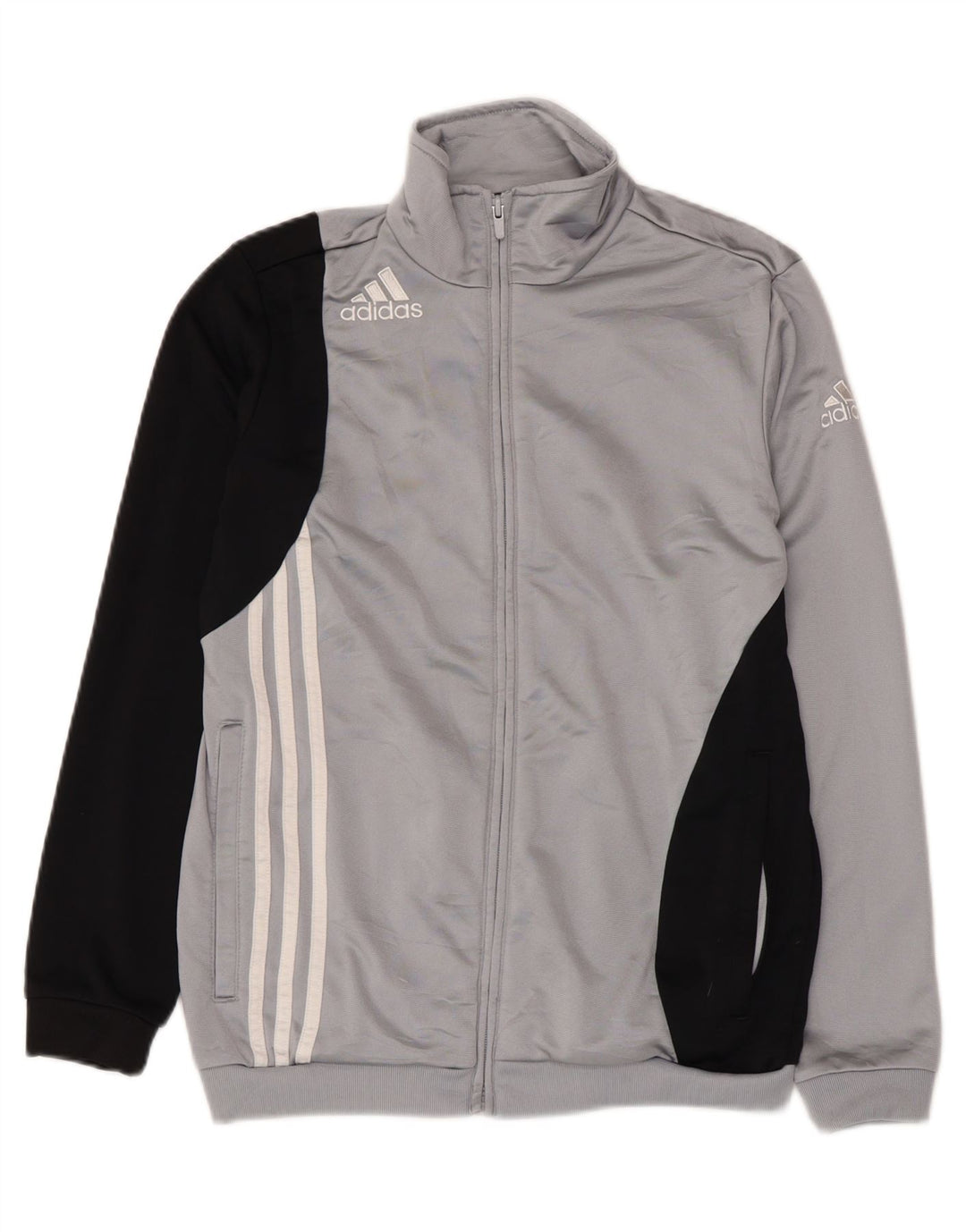 ADIDAS Jungen-Trainingsanzug-Top-Jacke, 13–14 Jahre, graues Colourblock-Polyester
