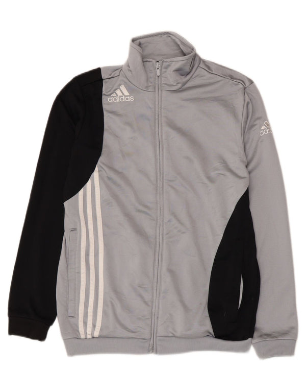 ADIDAS Jungen-Trainingsanzug-Top-Jacke, 13–14 Jahre, graues Colourblock-Polyester