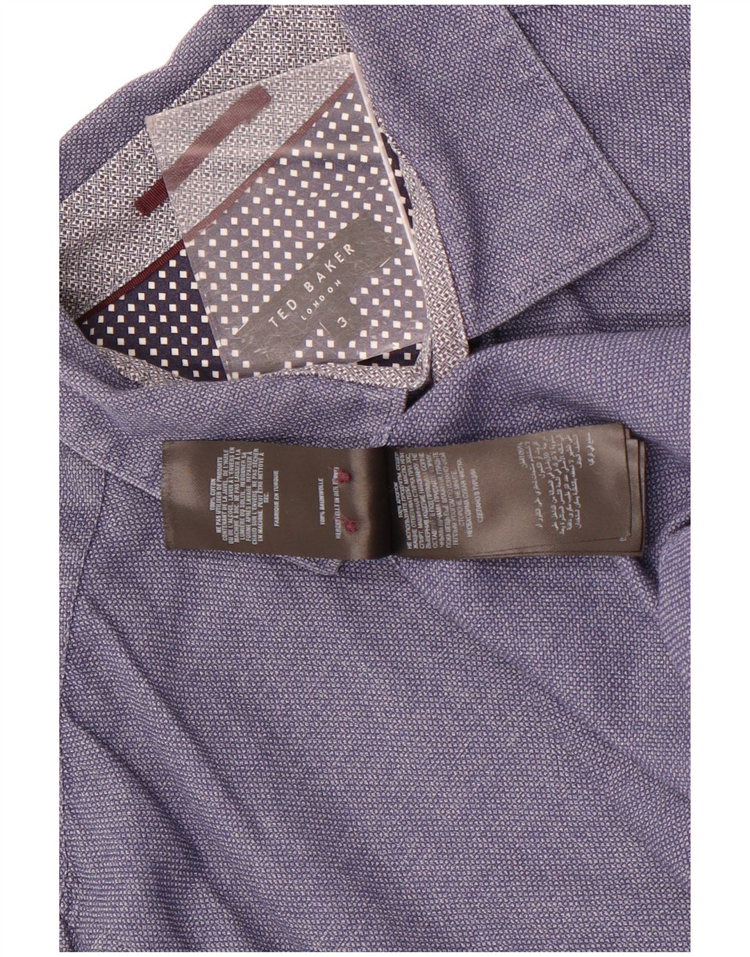 Ted Baker Herrenhemd Größe 3 Mittelblaue Baumwolle