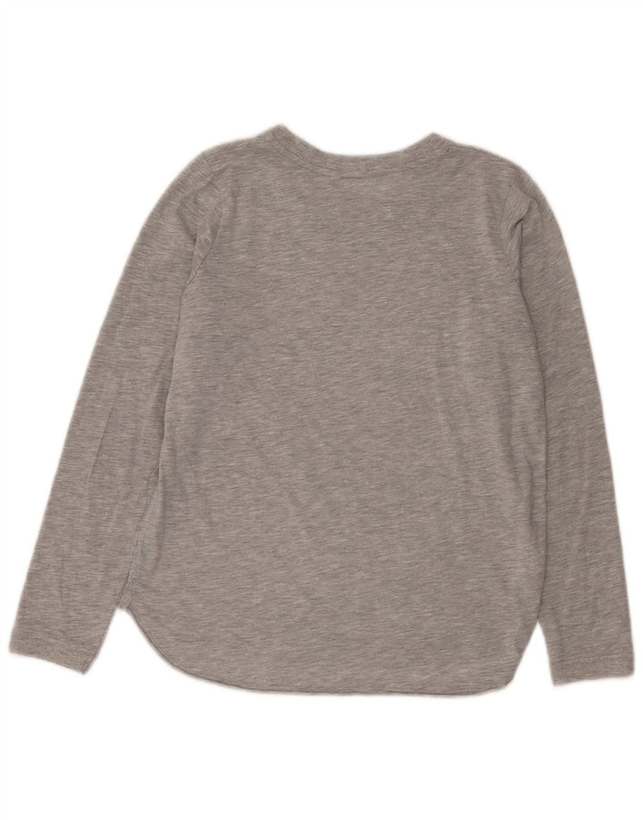 Vintage Damen Top Langarm UK 12 Mittelgrau meliert