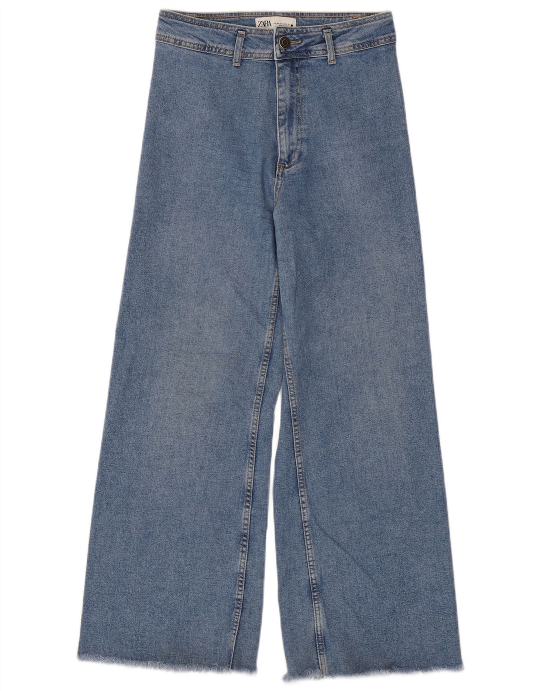 Zara Damen-Jeans mit weitem Bein, EU 38, Größe S, W28, L29, Blau