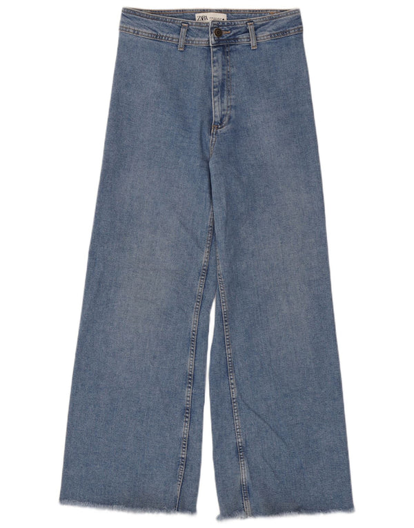Zara Damen-Jeans mit weitem Bein, EU 38, Größe S, W28, L29, Blau