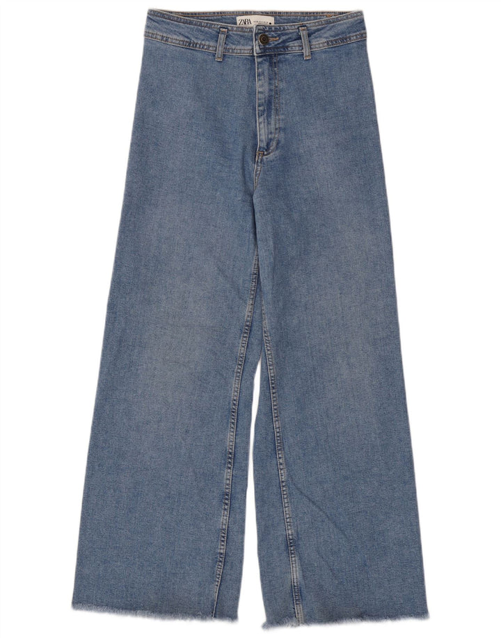 Zara Damen-Jeans mit weitem Bein, EU 38, Größe S, W28, L29, Blau