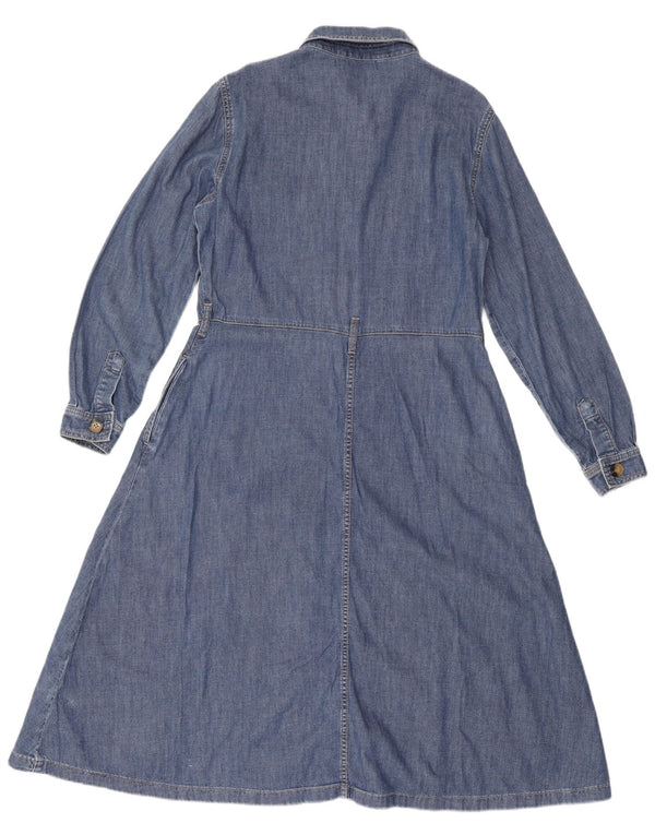 Marks & Spencer Damen Langarm-Jeanskleid UK 12 Mittelblaue Baumwolle