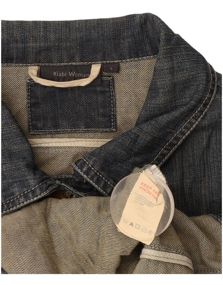 Kiabi Damen Crop Denim Jacke UK 14 Große blaue Baumwolle
