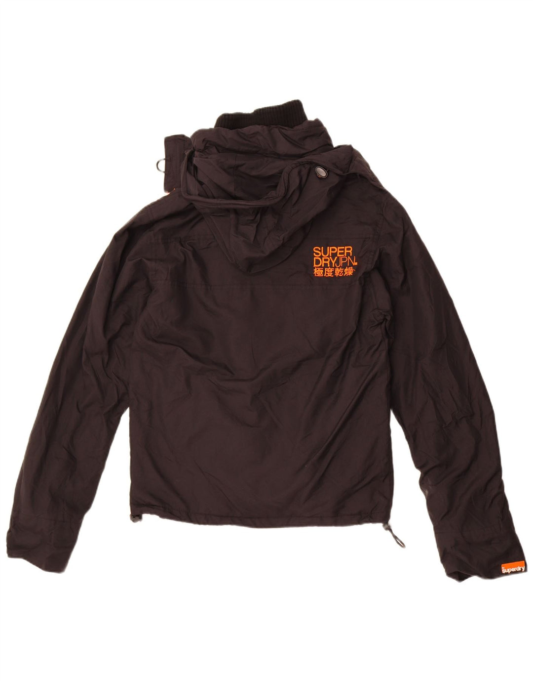 Superdry Herren-Windbreakerjacke mit Kapuze, UK 36, Small, schwarzes Nylon