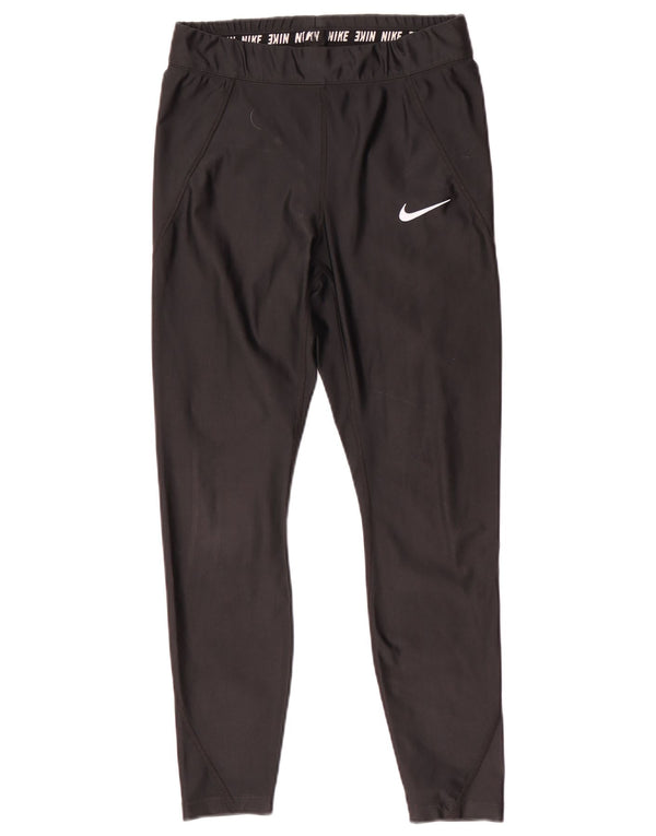 Nike Damen Dri Fit Crop Leggings UK 12 Medium Schwarz Polyester