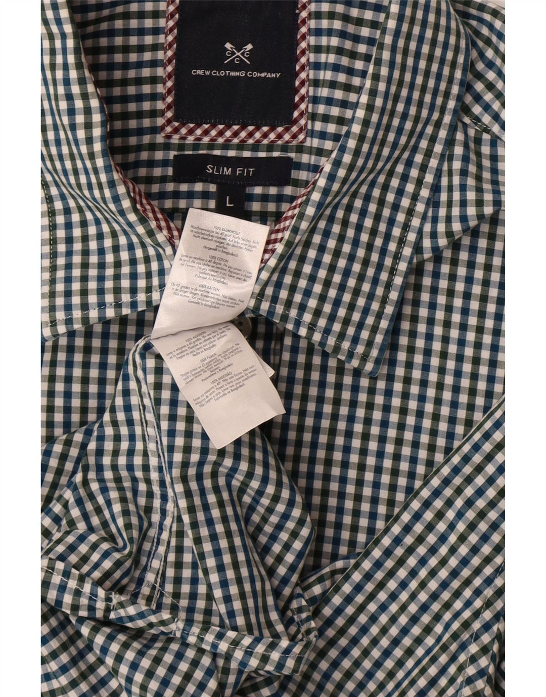 Crew Clothing Slim-Fit-Hemd für Herren, groß, mehrfarbig, Gingham-Baumwolle