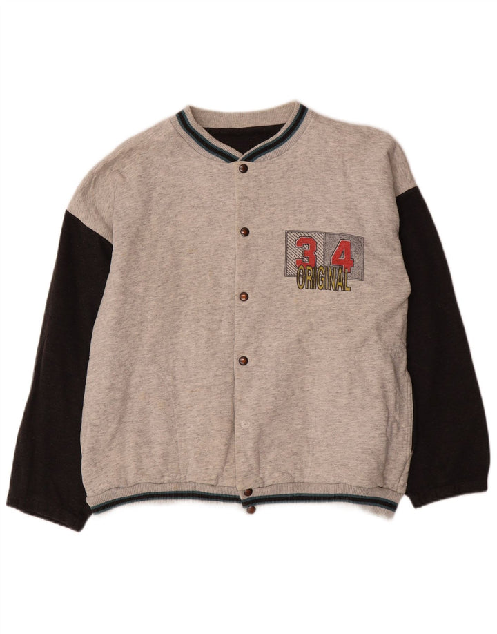 VINTAGE Grafische Varsity-Jacke für Herren, UK 38, Mittelgrau, Farbblock