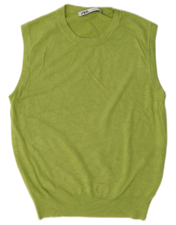 Zara Damen Weste Tank Top UK 18 XL Grüne Viskose
