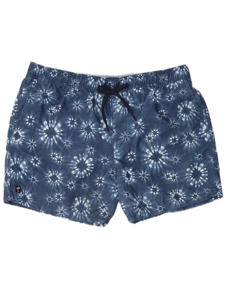 Marks & Spencer Herren-Badeshorts XL, blaues Batik-Polyester