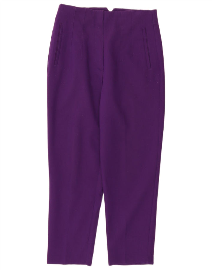 Zara Damen Tapered Cropped-Hose, Größe L, W30, L26, Lila, Polyester