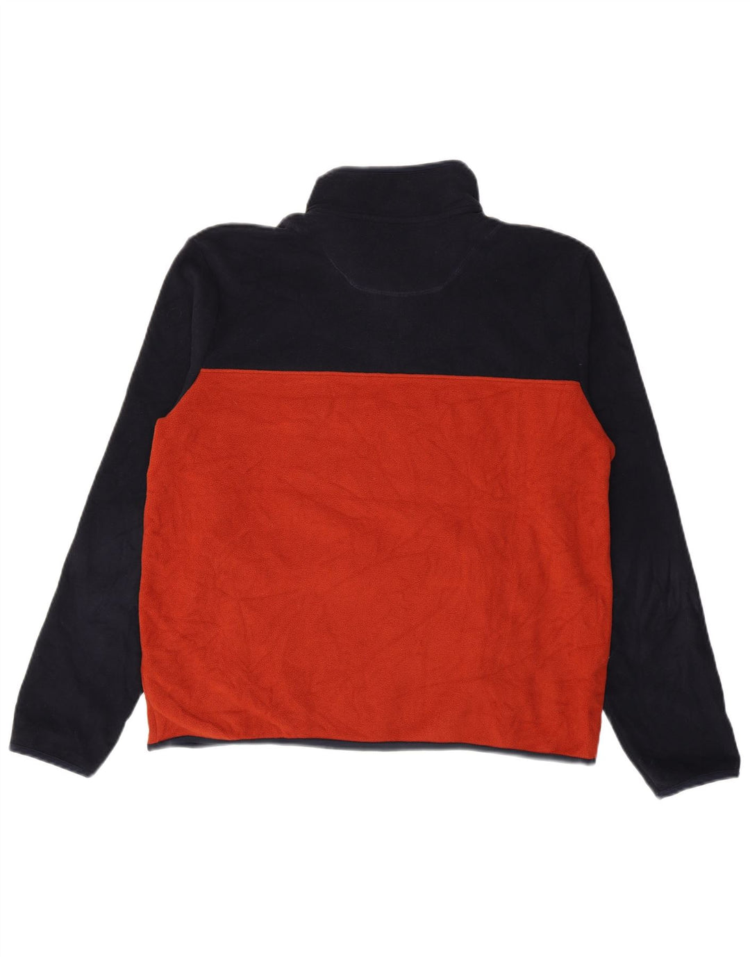 Marks & Spencer Herren-Fleecepullover mit Knopfkragen, Mittelorange, Farbblock
