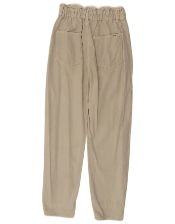 Zara Damen High Waist Tapered Jeans EU 36 XS W26 L26 Beige Baumwolle