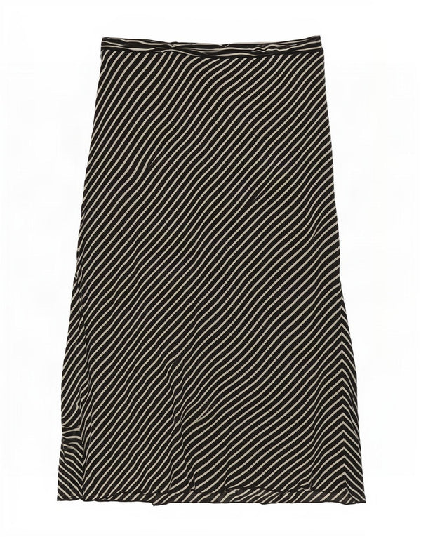 Luisa Spagnoli Damen Midirock mit hoher Taille IT 46 Large W30 Schwarzer Nadelstreifen