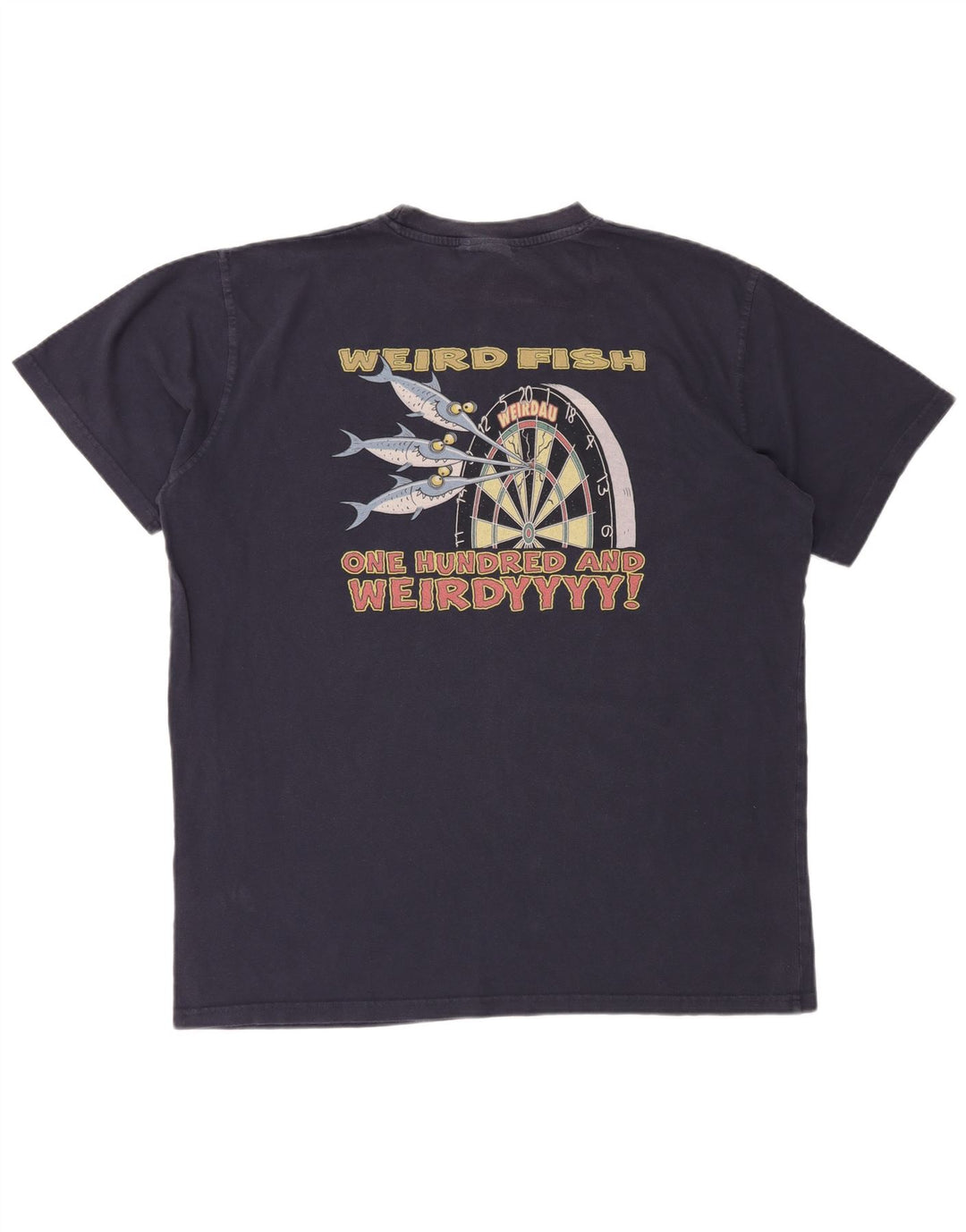 WEIRD FISH Herren-Grafik-T-Shirt-Oberteil XL aus marineblauer Baumwolle