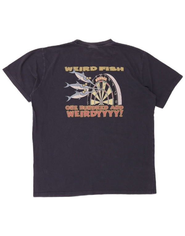 WEIRD FISH Herren-Grafik-T-Shirt-Oberteil XL aus marineblauer Baumwolle