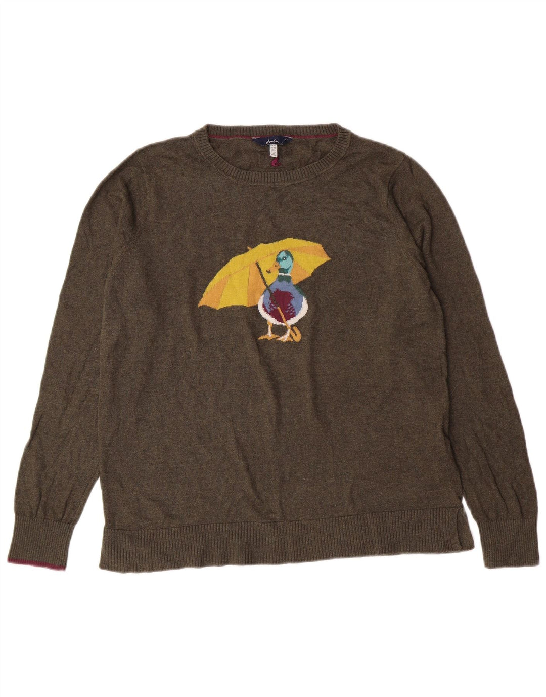 Joules Damen-Pullover mit grafischem Rundhalsausschnitt, Gr. 12, Medium Khaki, Cartoon