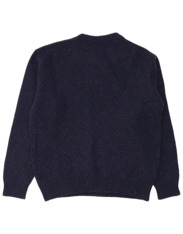 BENETTON Damen-Pullover mit Rundhalsausschnitt, UK 16, Größe L, marineblaue Wolle