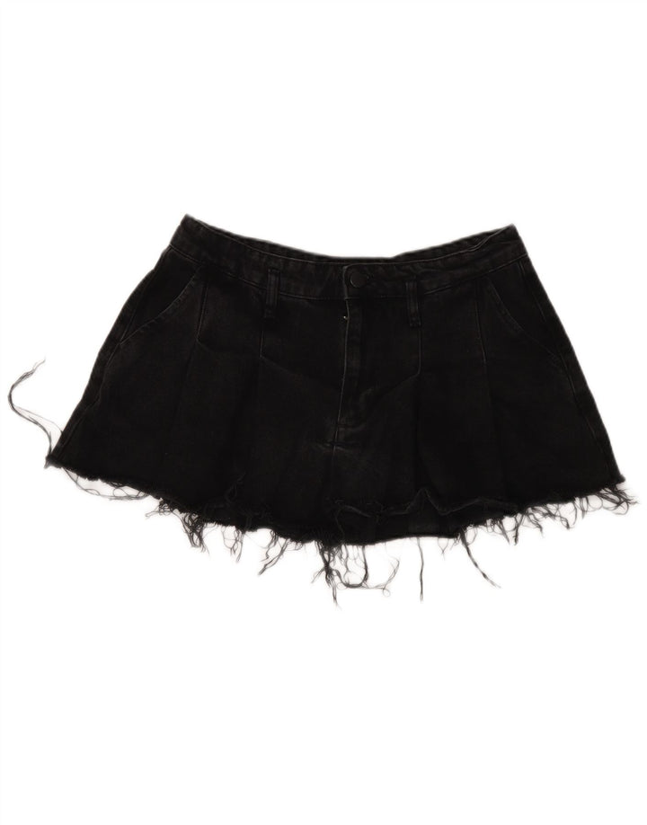 Zara Damen Mini-Jeansrock Medium W32 Schwarze Baumwolle
