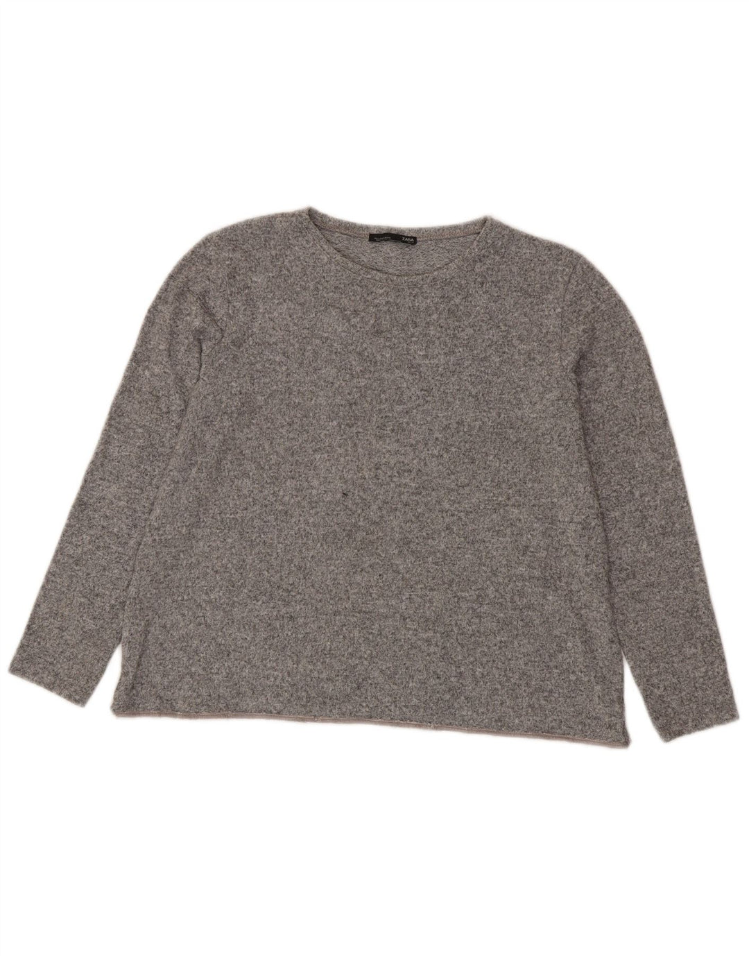 Zara Damen-Oversize-Oberteil, langärmlig, Gr. 10, klein, grau gefleckt