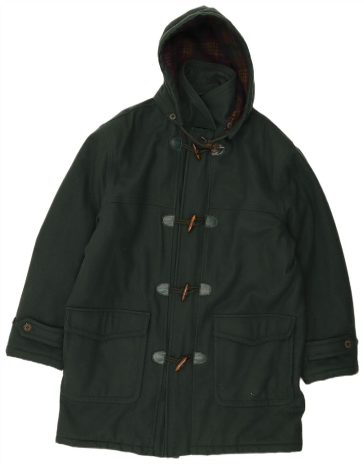 Faciba Herren-Dufflecoat mit Kapuze IT 54 2XL Grüne Wolle
