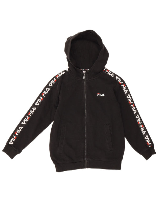 Fila Kapuzenpullover mit grafischem Reißverschluss für Jungen, 7–8 Jahre, schwarze Baumwolle