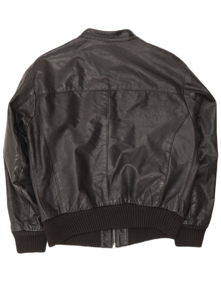 Sonny Bono Herren Bomber Lederjacke UK 38 Medium Schwarz