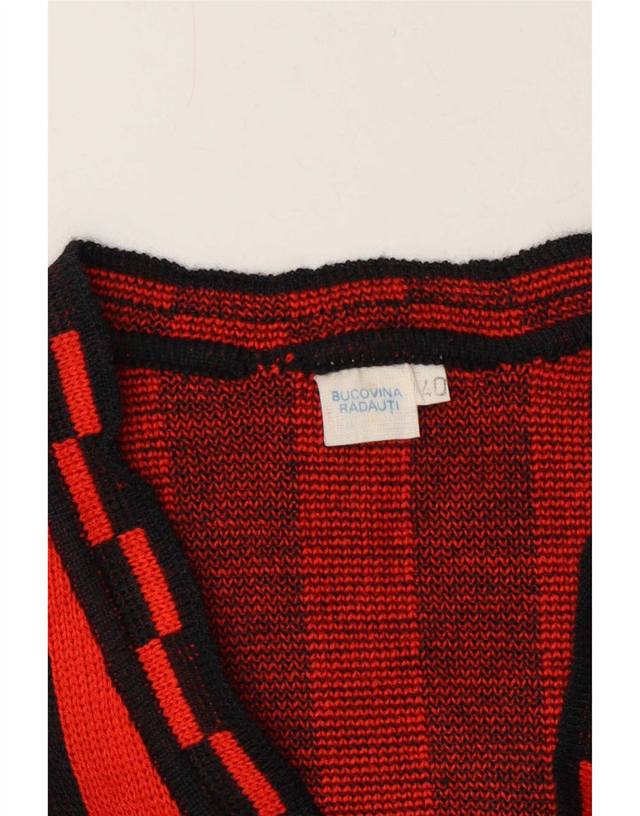 Vintage Damen Cardigan Pullover EU 40 Mittelrot Geometrisch