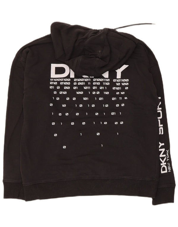 Dkny Womens Graphic Hoodie Pullover UK 14 Mittelschwarze Baumwolle