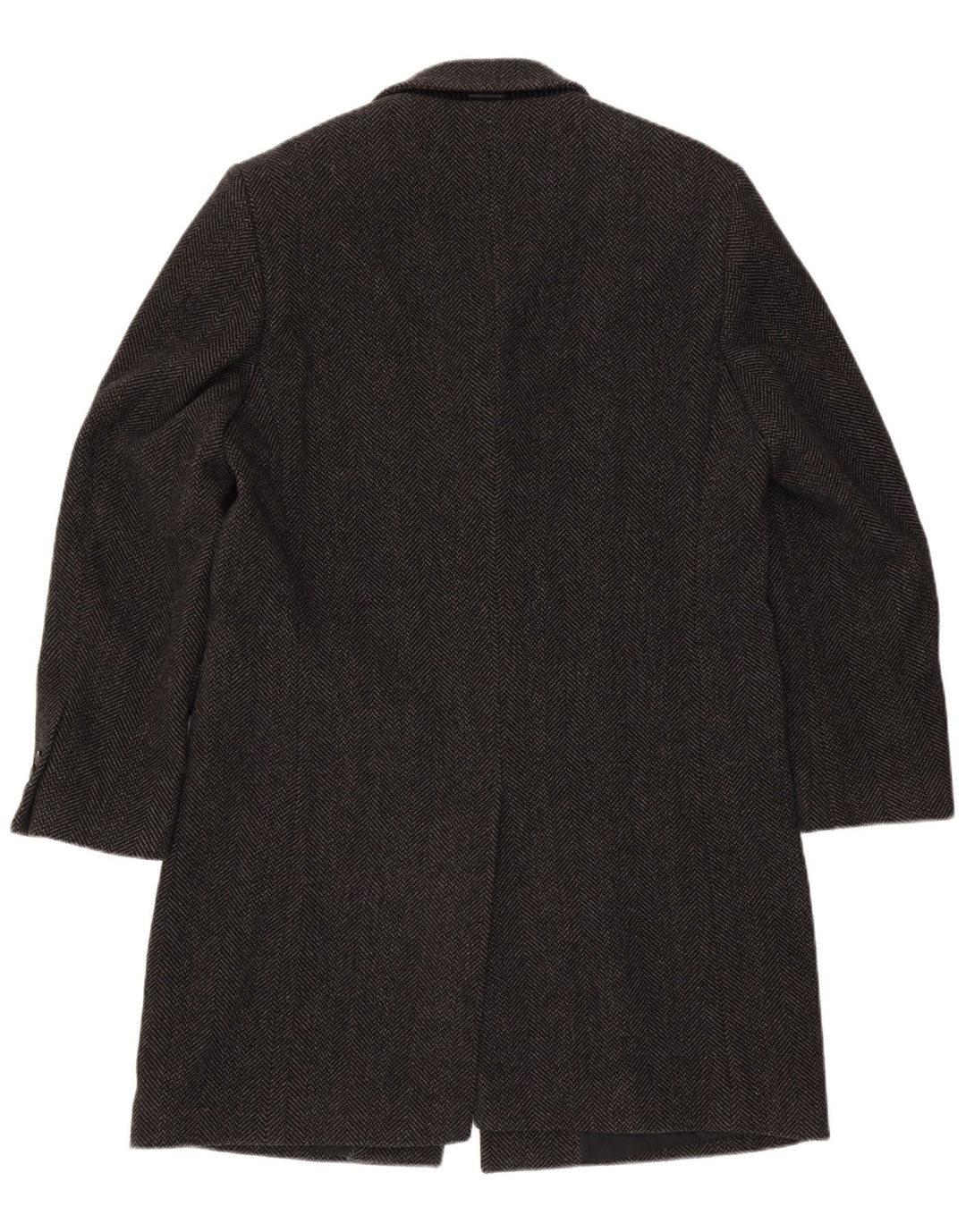 Joop Herrenmantel EU 52 XL Schwarze Wolle mit Fischgrätenmuster