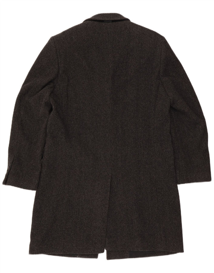 Joop Herrenmantel EU 52 XL Schwarze Wolle mit Fischgrätenmuster