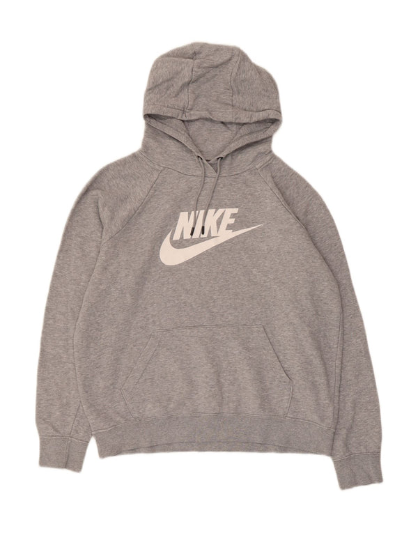 Nike Womens Graphic Hoodie Pullover UK 14 Mittelgraue Baumwolle