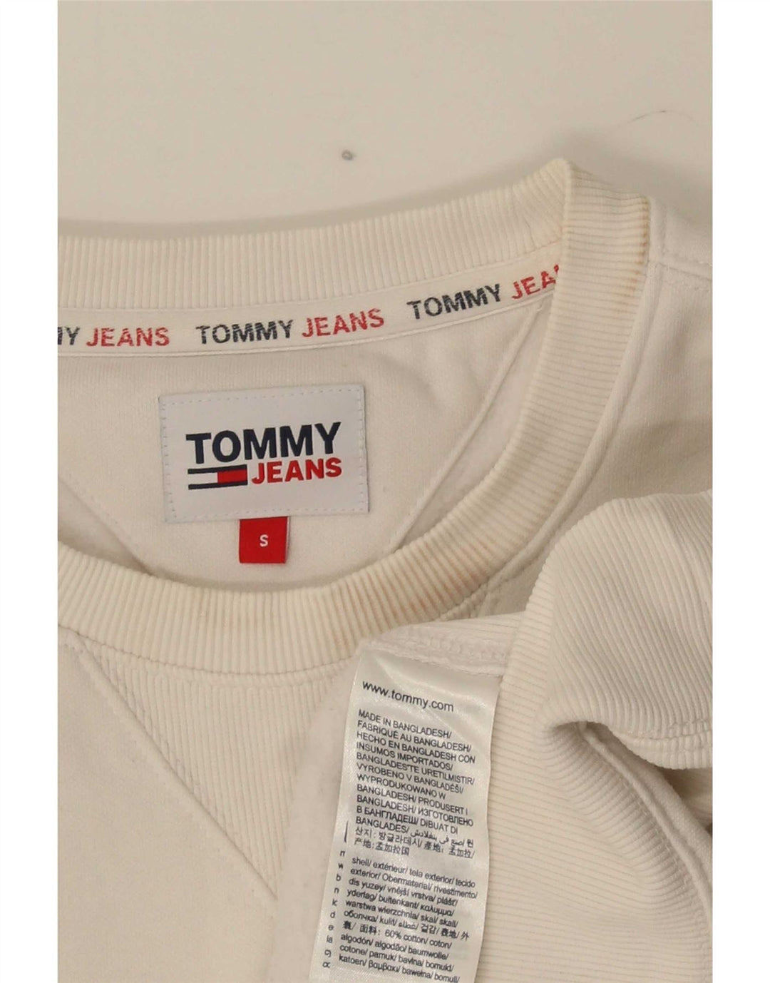 Tommy Hilfiger Herren-Sweatshirt mit Grafik, Größe S, weiße Baumwolle