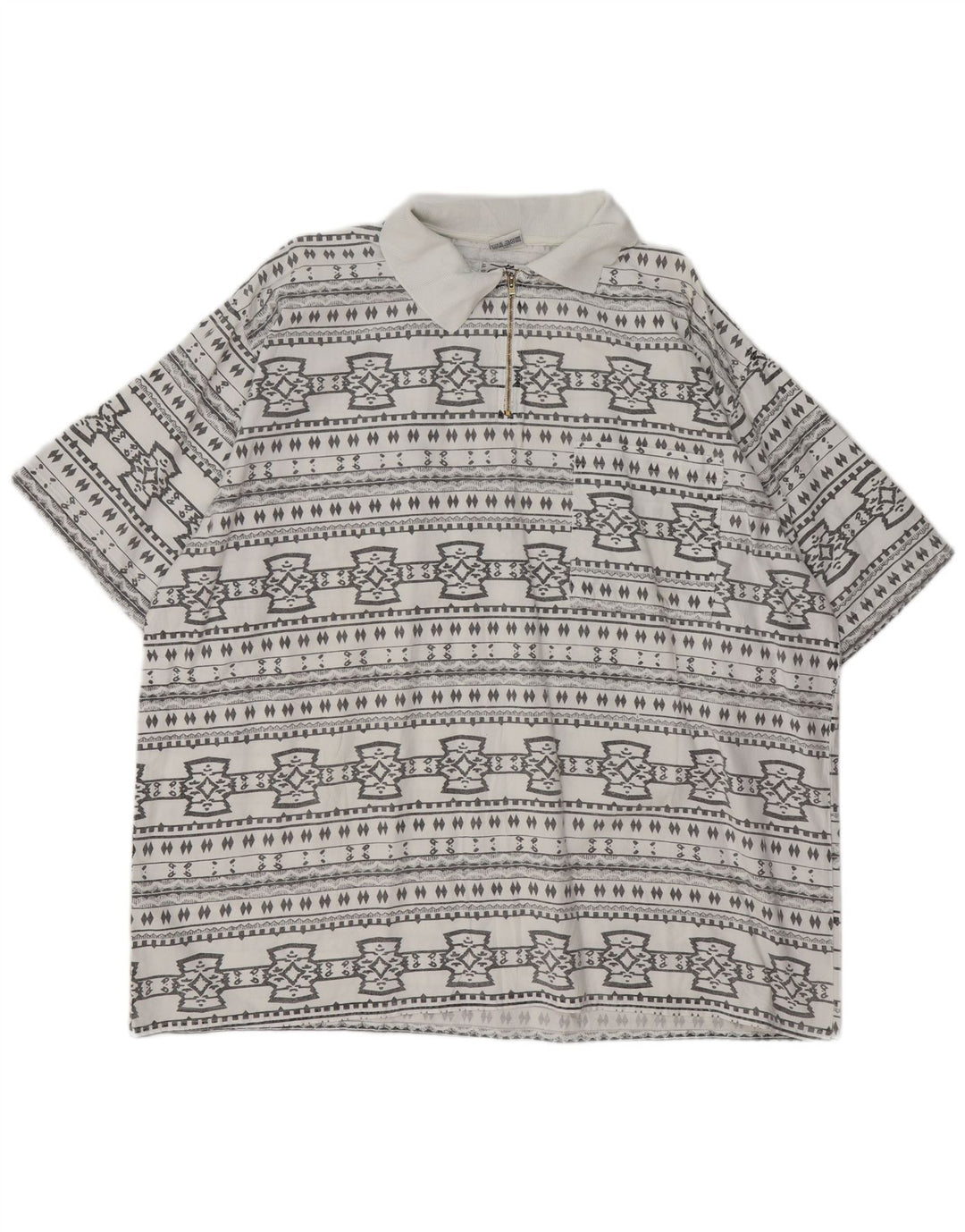 JOHN F GEE Herren Kurzarm-Pulloverhemd 2XL Weiße geometrische Baumwolle