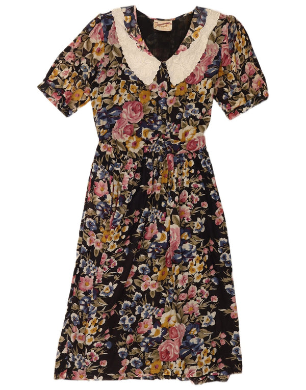 Capricci By Marcel Damen A-Linien-Kleid UK 14 Mittelschwarz geblümt